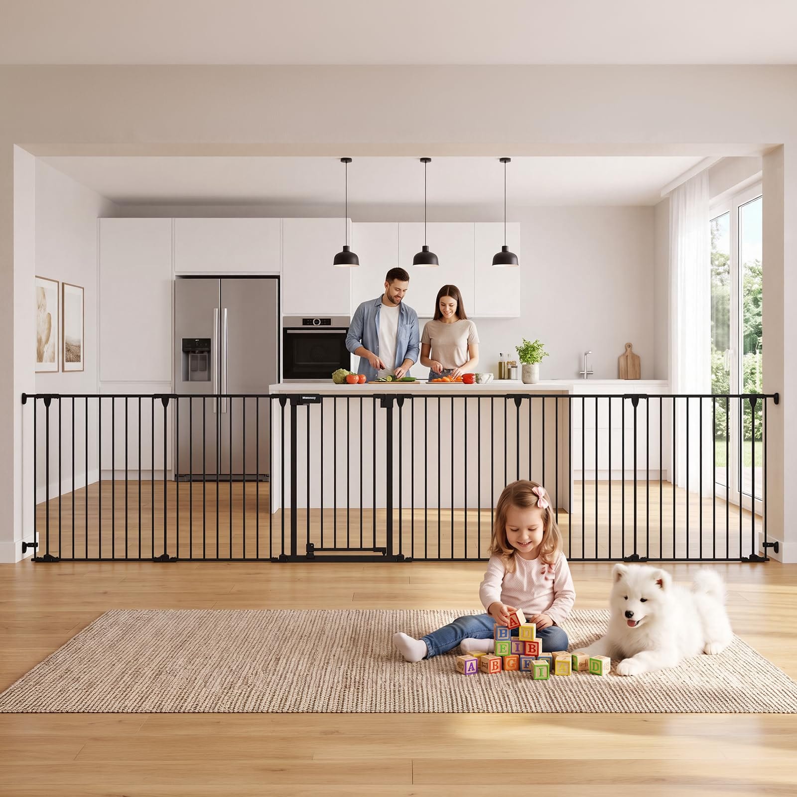 Mumeasy 150" Extra Wide Baby Gate, 6-Panel Play Yard