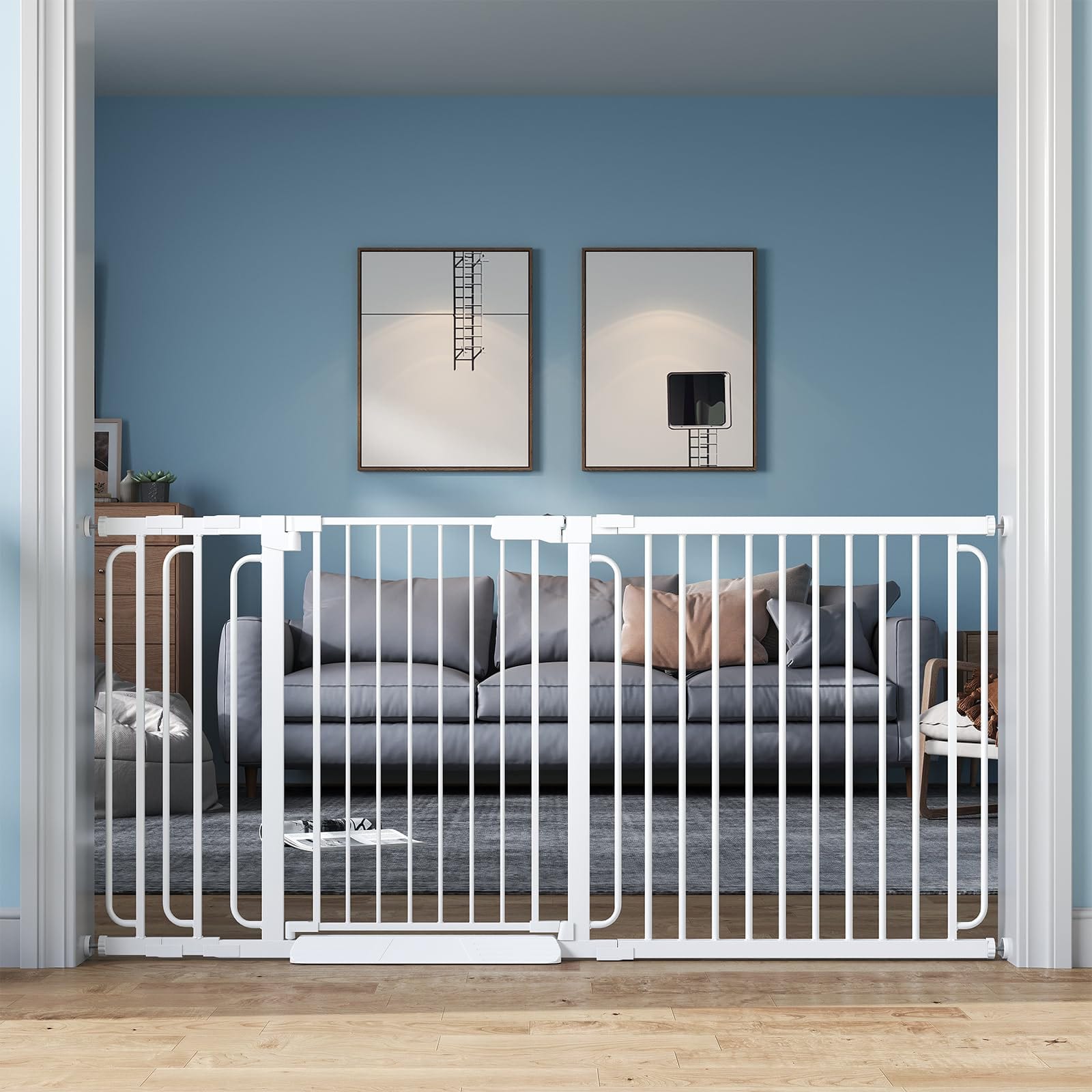 Extra Wide Baby Gate with Door 62-70 Inch