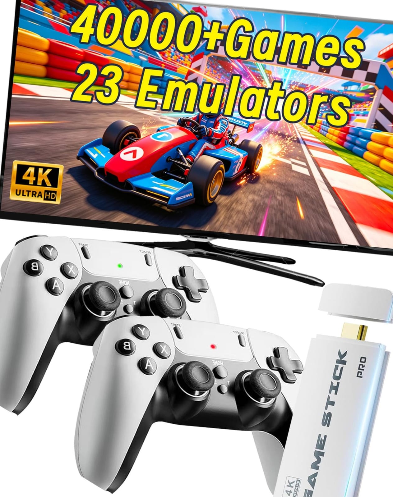 ATGSZVL Retro Gaming Console Stick Pro, 40,000+ Games, 4K HDMI