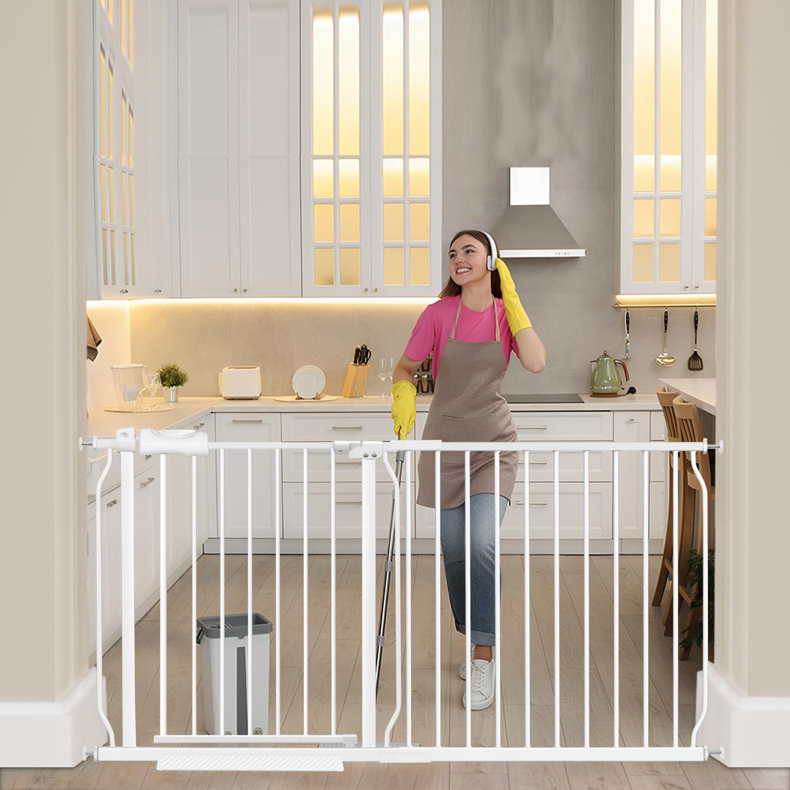 Child Pet Safety Gates with Pressure Mount 57.5-62 Inch